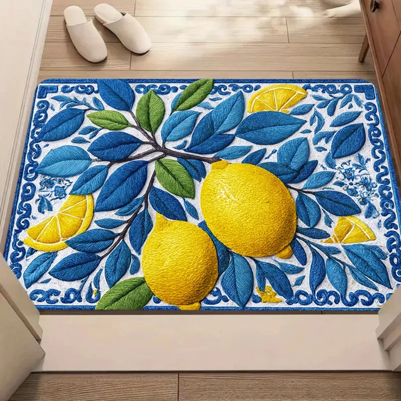 Summer Lemon Fruit Ceramic Tile Kitchen Mat Decor Carpet for Living Room Corridor Balcony Rug Bathroom Anti-slip Floor Mat Decor