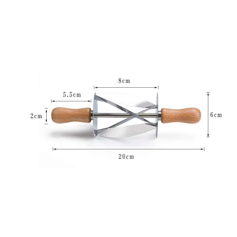 Stainless Steel Croissant Bread Dough Cutter With Wood Handle Multi-function Pastry Slicer Baking Tool