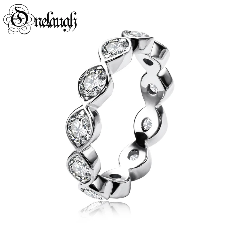 

Onelaugh 3.5mm VVS1 D Color Marquise Cut Moissanite Diamond Eternity Band Ring for Women 925 Sterling Silver Moissanite Ring