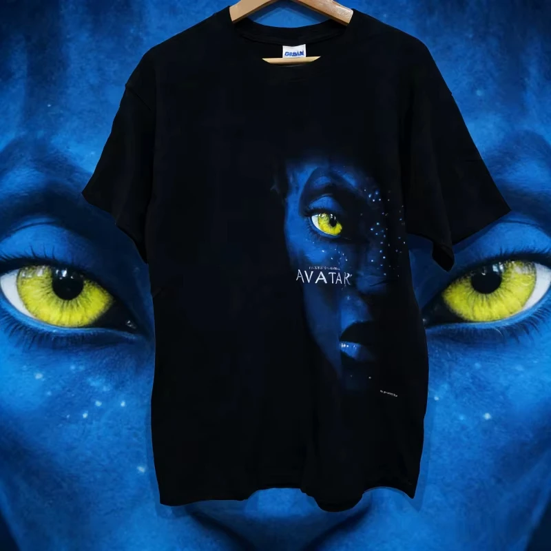 

2025-26Summer "Avatar 2009 Movie Peripheral T-shirt, Black Pure Cotton Printed Breathable T-shirt for Men and Women, Casual Top