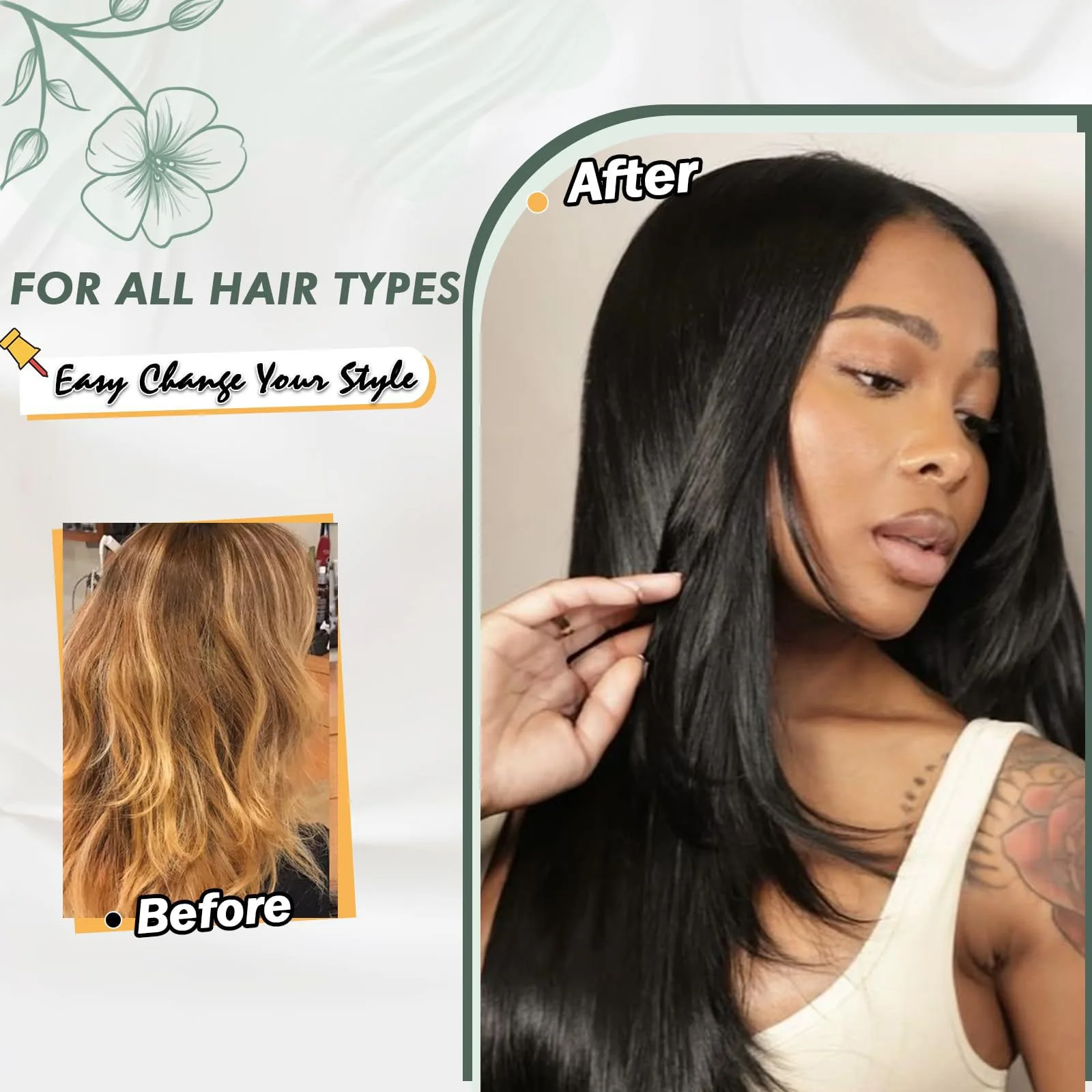Yaki Gerade Mehrschichtige V-Part Perücke für Frauen Klebefreie Clip-In Halbperücke Realistisch Natürlich Aussehend Hitzebeständiges Synthetisches Haar – Detail 5