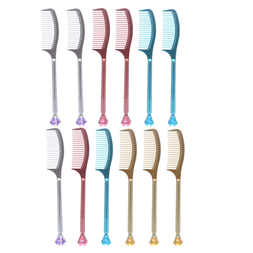 12 قطعة من أقلام الكتابة الملونة على شكل مشط من الجل، أداة كتابة ناعمة وقبضة مريحة لاستخدام المعلم في مكتب الطلاب