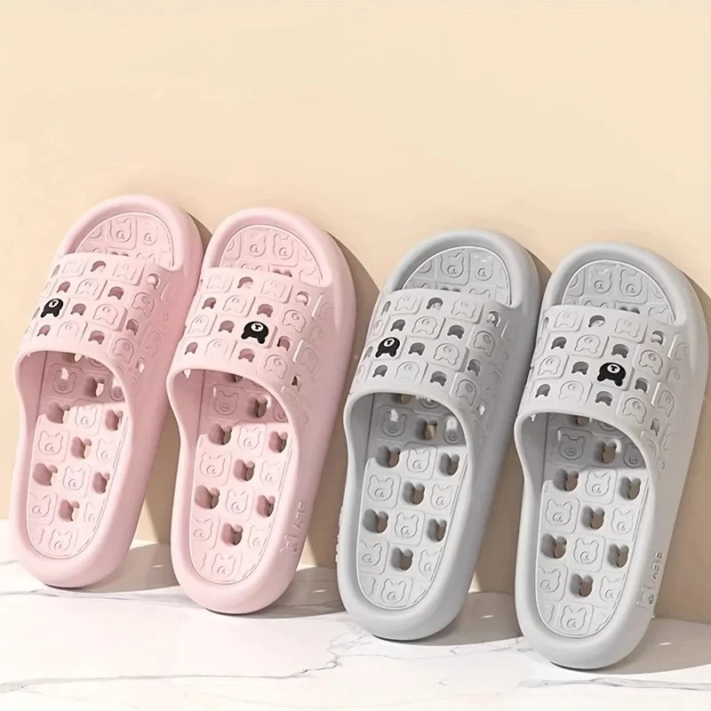 

EVA cute bear Bathroom Slippers Men Women Soft Thick Sole Non Slip Quick Dry Shower Slides Summer Sandals Indoor Outdoor beach