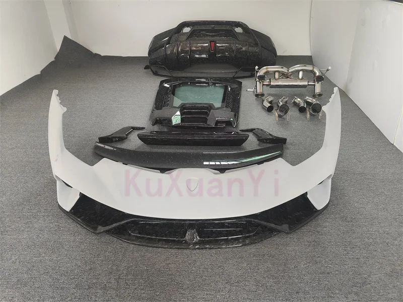 Forged carbon fiber P-style front and rear bumpers rear spoiler covers  rear spoiler base exhaust for Lamborghini LP610 body kit