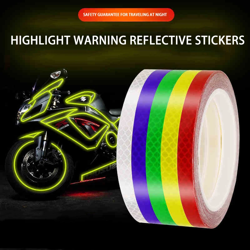 Motorcycle Rim Tape Reflective Wheel Stickers Decals Car Safety Warning Stickers Motorbike Styling Decor Accessories 5 Colors