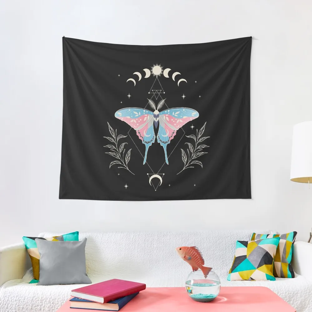 

Transgender Luna Moth Celestial Cottagecore LGBT Pride Flag Tapestry Room Decorator Bedrooms Decor Tapestry