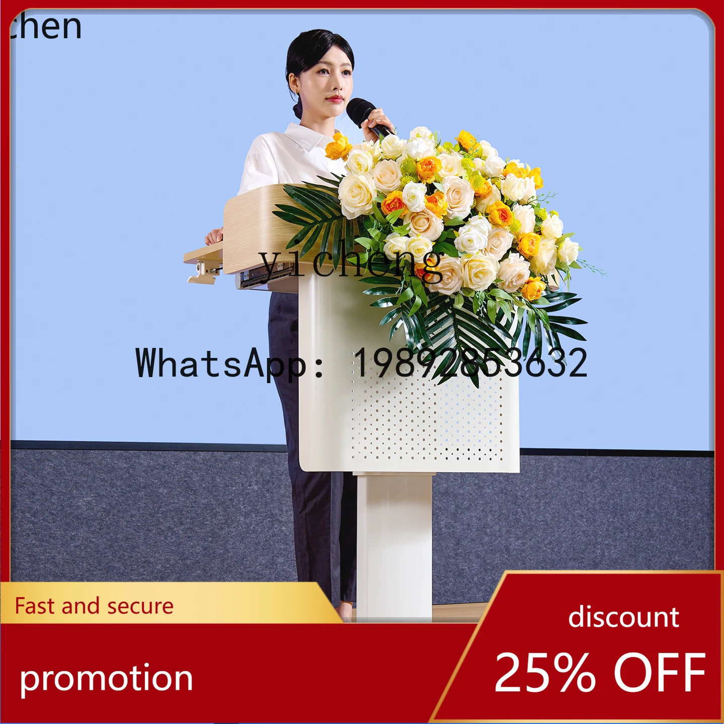 

YFY Mobile Lecture Podium Speaking Platform School Lectern Lifting Conference Training Reception Inquiry Desk