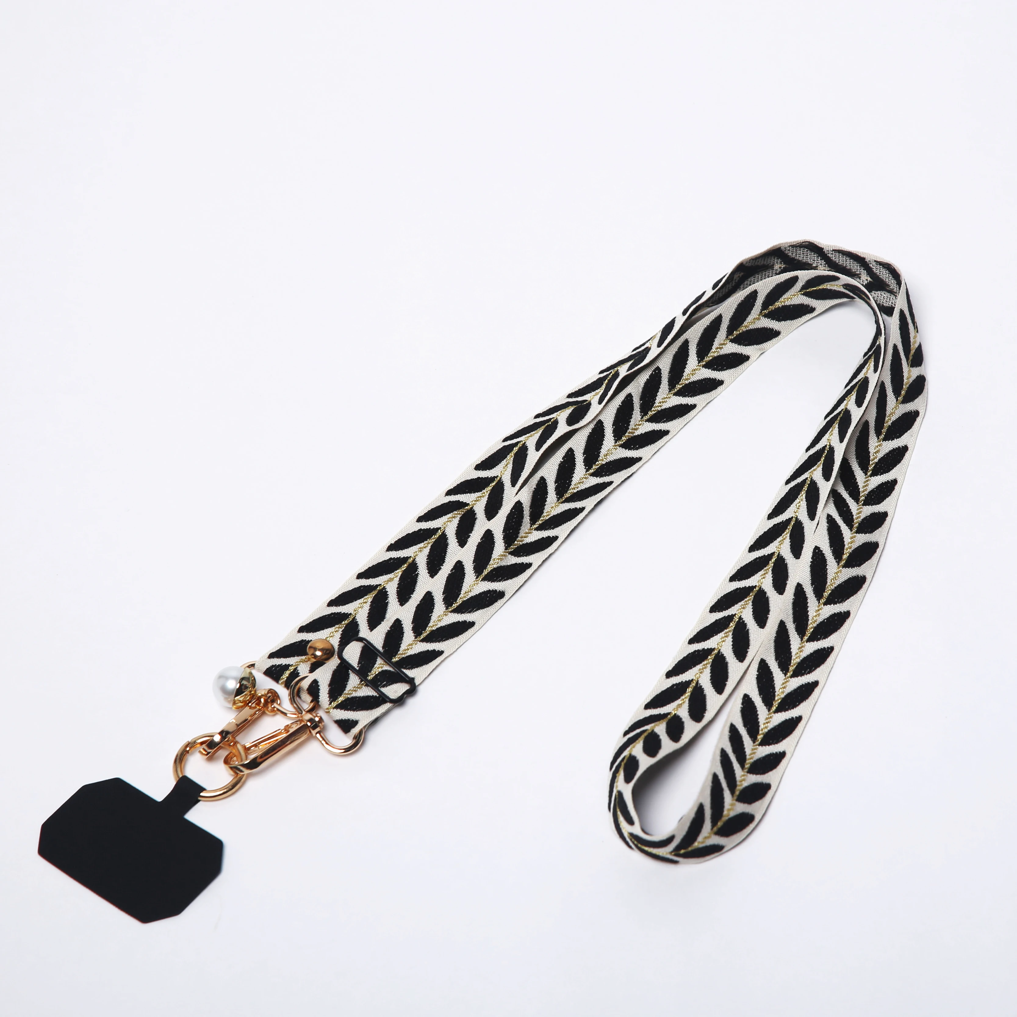 Mobile Phone Strap Lanyard Long Crossbody Shoulder Chain Faux Pearl Pendant Hanging Adjustable Hanging Neck Wide Cloth Strap