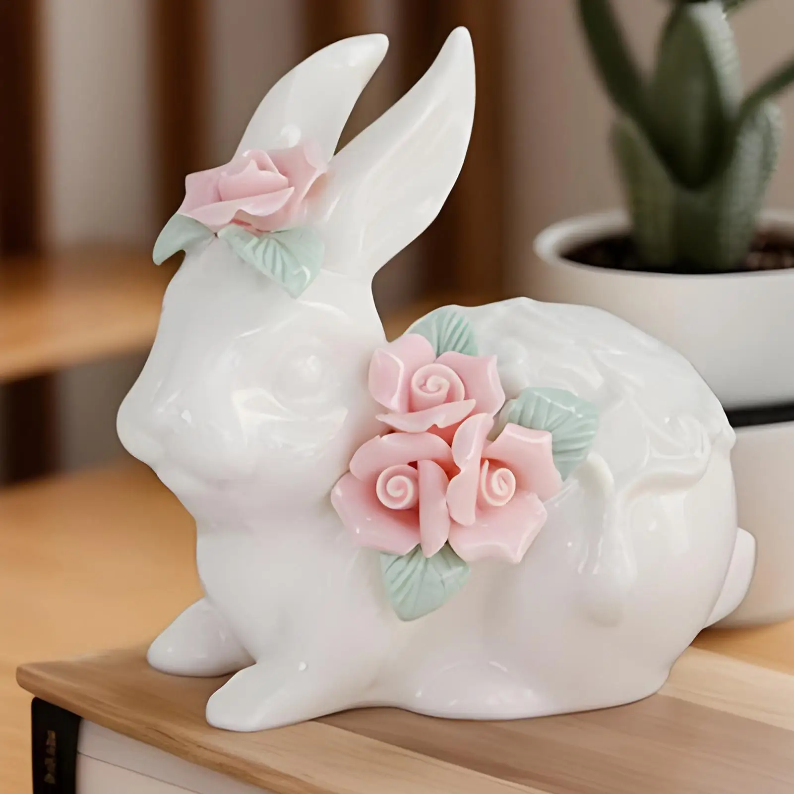 الأرنب ديكور السيراميك الأرنب النحت الحلي الزخرفية الصغيرة الجدول عرض سطح المكتب للمنزل الربيع غرفة عيد الفصح