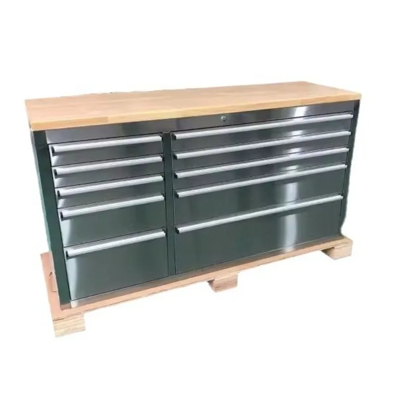

Stainless steel garage large cart rubber wood multi-functional racing table auto repair tool cabinet