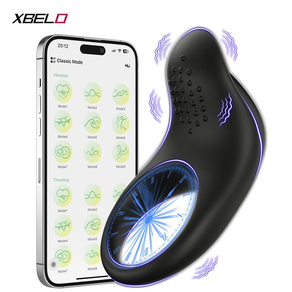 APP Control Vibrating Penis Ring Cock Ring for Men Ejaculation Delay Chastity Cage Clit Stimulator   Toy for Men 18+