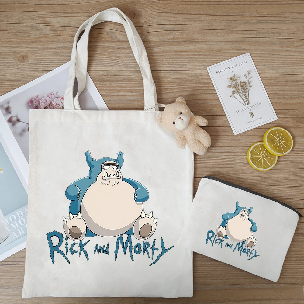 

3pcs/set Pokemon Snorlax Bulbasaur canvas bag Anime figure Eevee Printing large capacity Leisure handbag gift