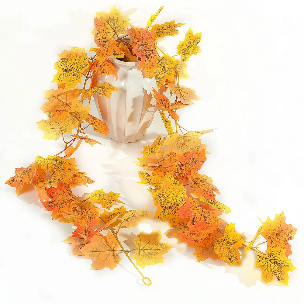 1.7m Artificial Autumn Maple Leaves Garland Vine For Christmas Wedding Party Home Fireplace Thanksgiving Garden Decoration