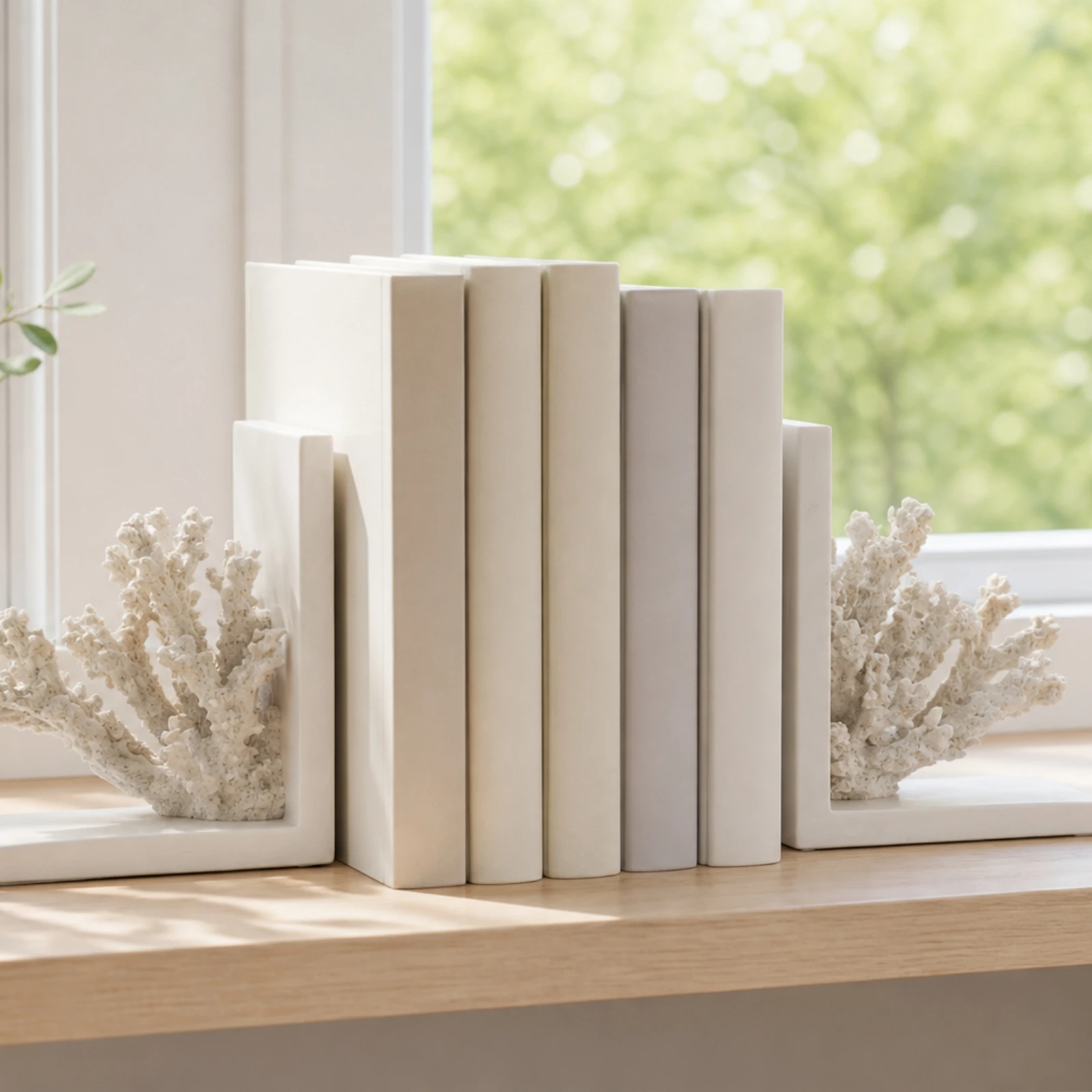 Coral Bookends Modern Bookends with Coral Book Holders Nordic Sturdy for Readers, Bookshelf, Desk