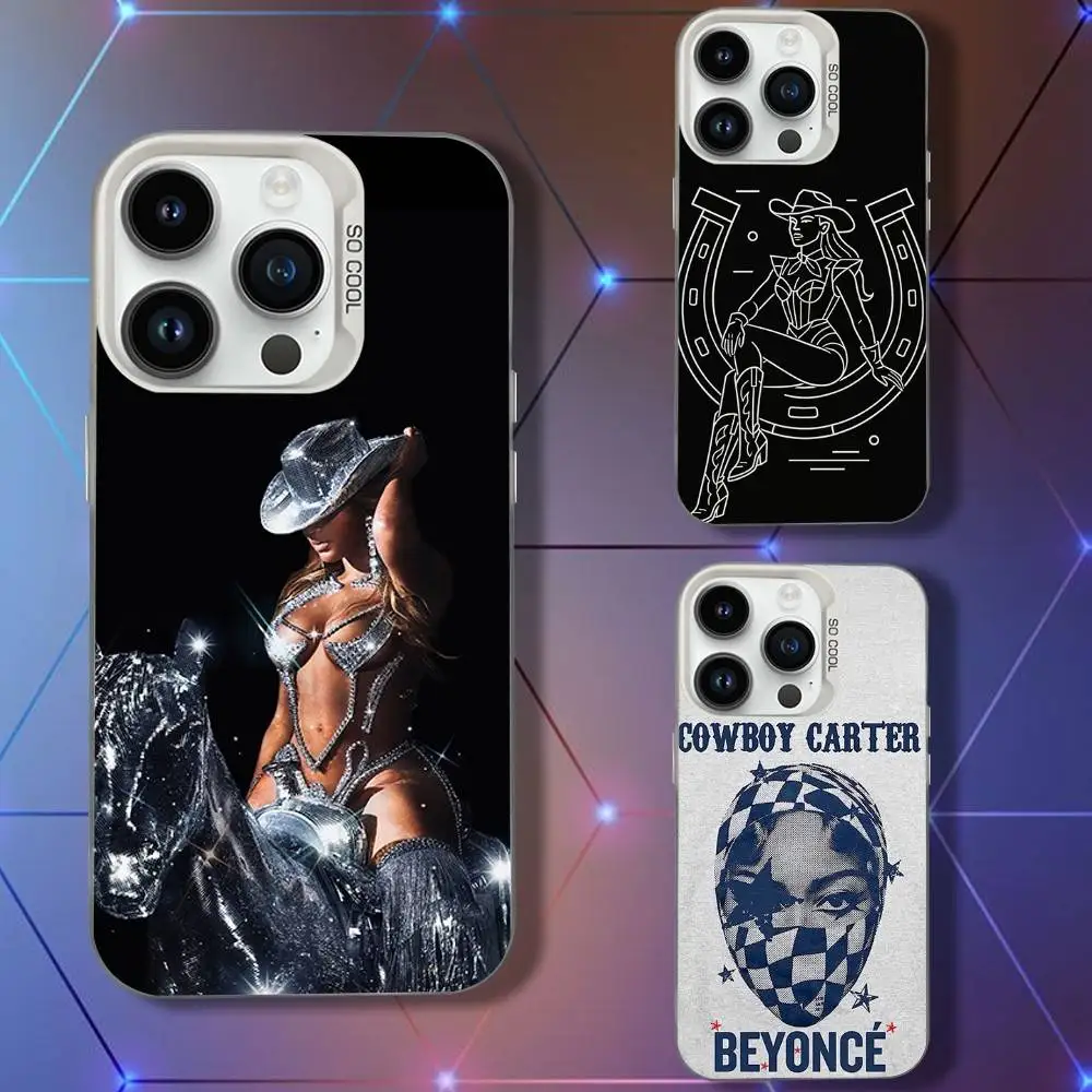 

B-Beyonces Cowboys Carters Phone Case For iPhone 16,15,14,13,12,11,Pro,XS,Max,Plus,Mini,SE White Candy Matte Shockproof Cover