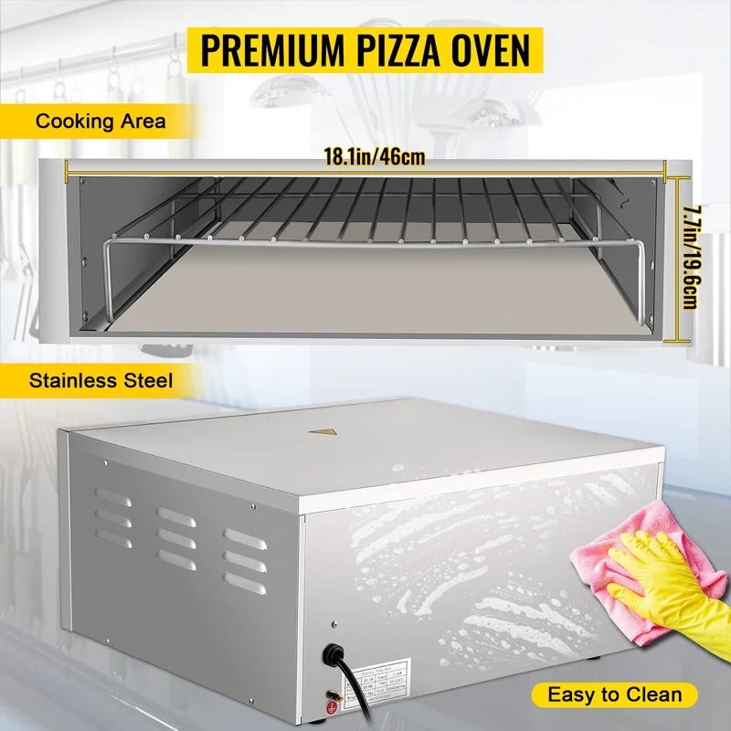 Commercial Electric Pizza Oven Single Deck Layer 220V 1300 / 2000W with Stone and Shelf Multipurpose Pizza Maker