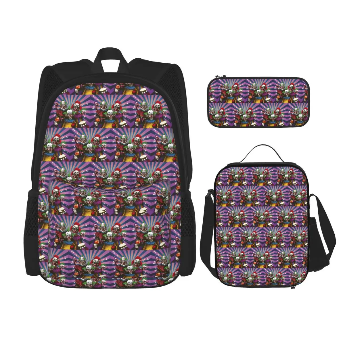 

Killer Klowns From Outer Space Film Backpacks Kids Bookbag School Bags Rucksack Lunch Bag Pen Bag Three-Piece Set