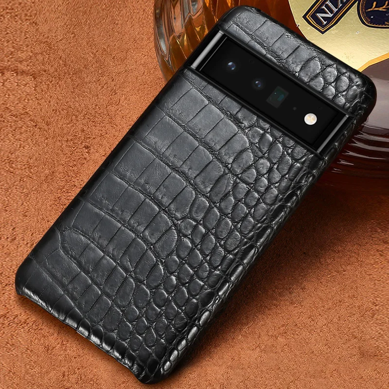 100% Natural Crocodile Leather Phone Case for Google Pixel 8 7 6 Pro 7A 6 6A 8Pro 7Pro Luxury Half-Inclusive Protective Cover