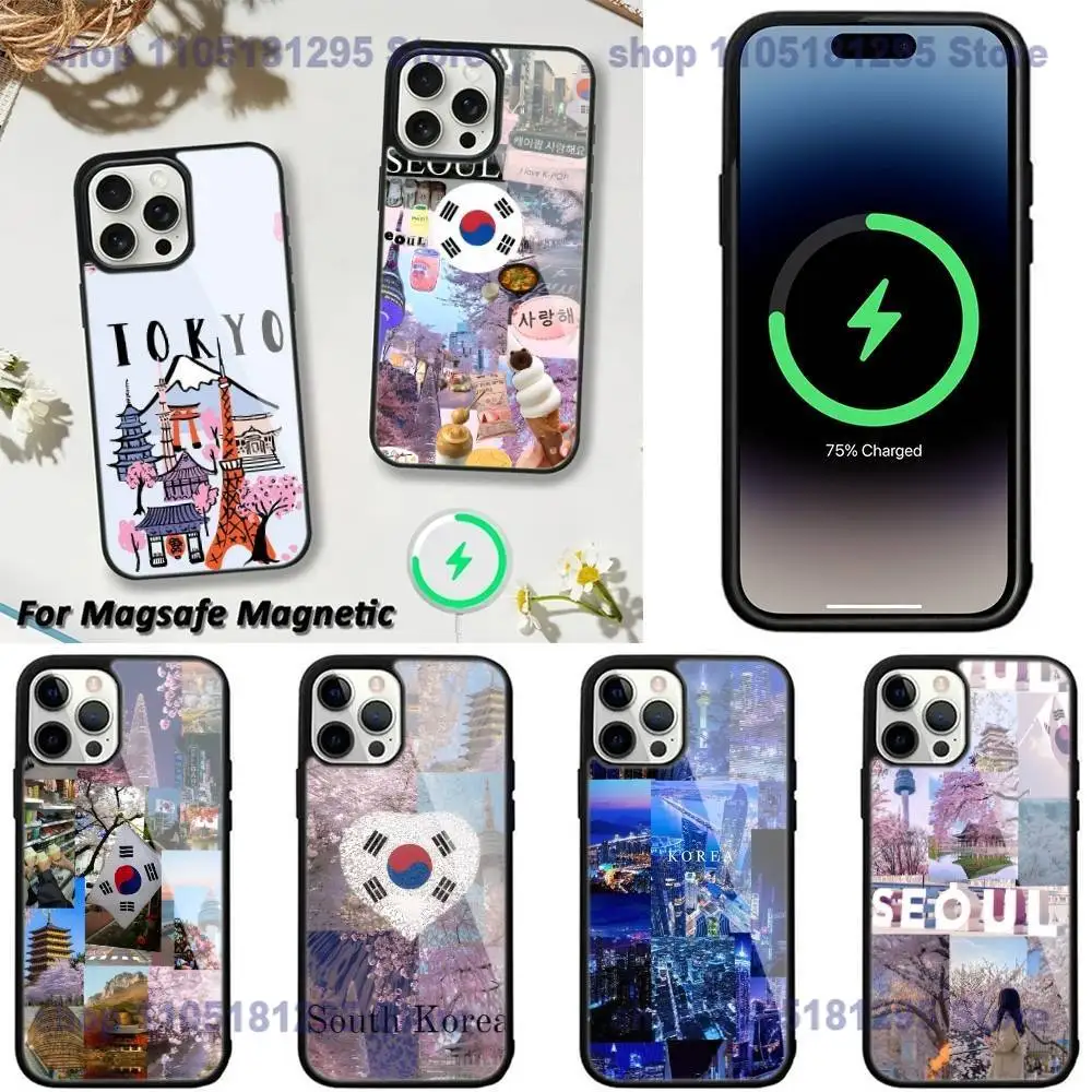

South Korea SEOUL Travel Phone Case For iPhone 17,16,15,14,13,12,11,Plus,Pro,Max,Mini Magsafe Magnetic Wireless Charging