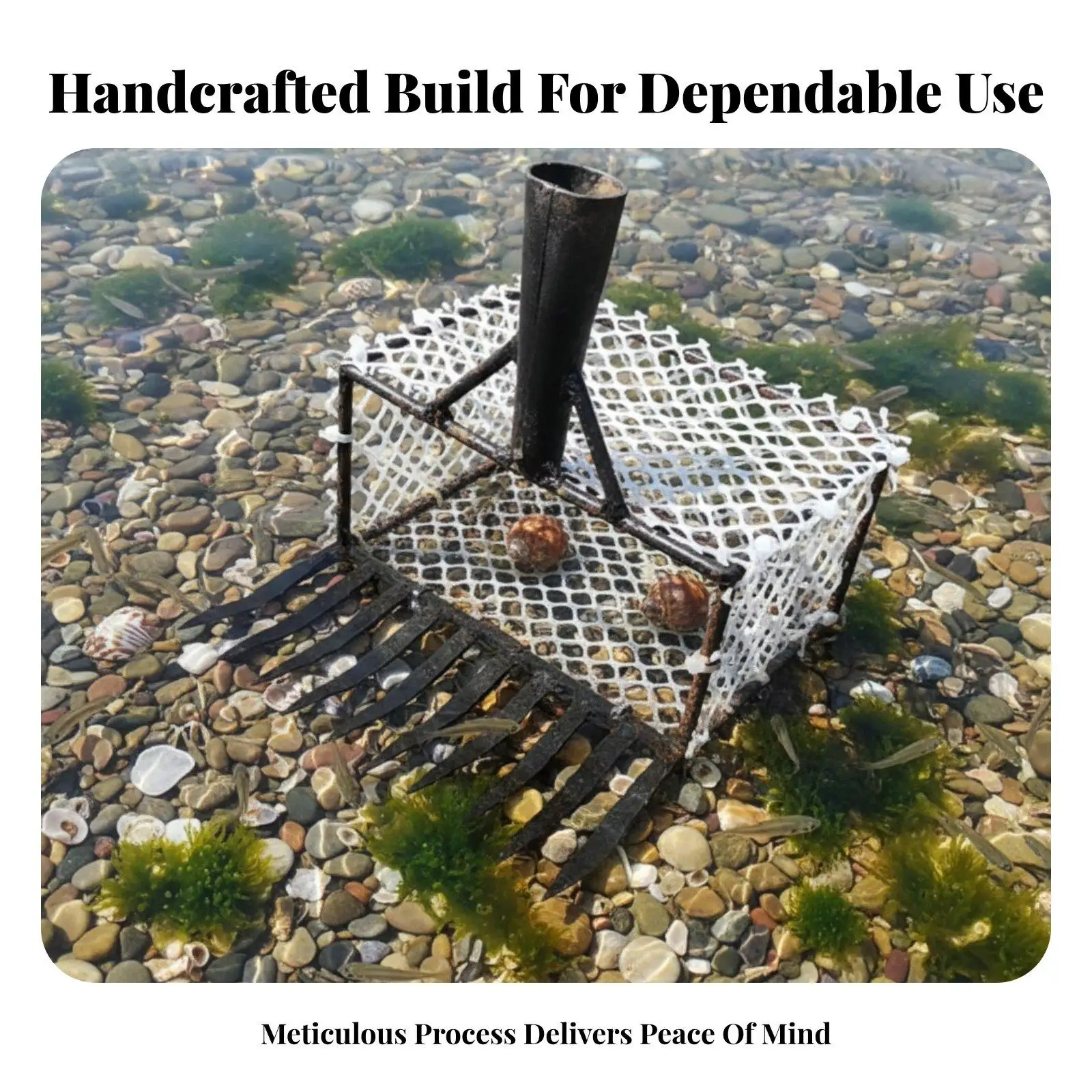 Steel Beach Rake for Clam Digging Welded Sand Rake Sieve with Basket for Beach Sand Cleaning