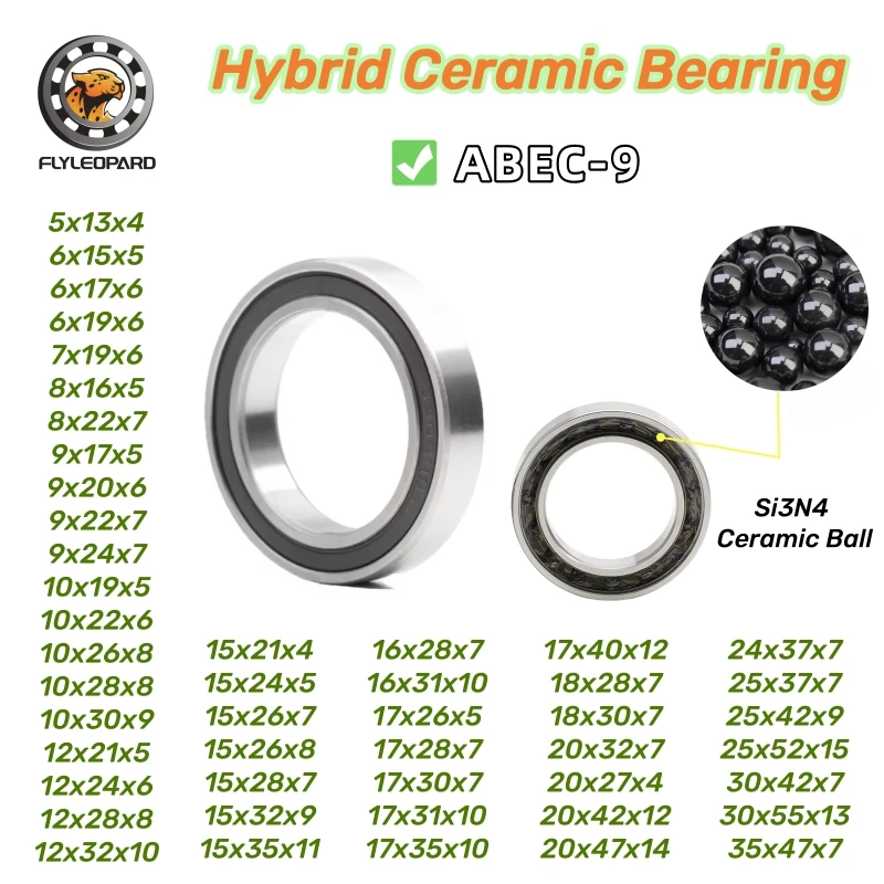 4Pcs Hybrid Ceramic Bicycle Bearing 6802 6803 6902 6903 15267 17287 24377 -2RS ABEC-9 Road Bike Wheel Hub Bottom Bracket Bearing