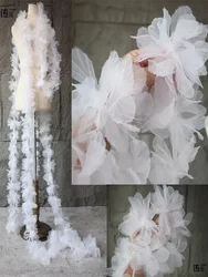 Large Flower Organza Fabric Decorative Dress Lace Accessories Wholesale Cloth for Sewing Diy By Meters Material