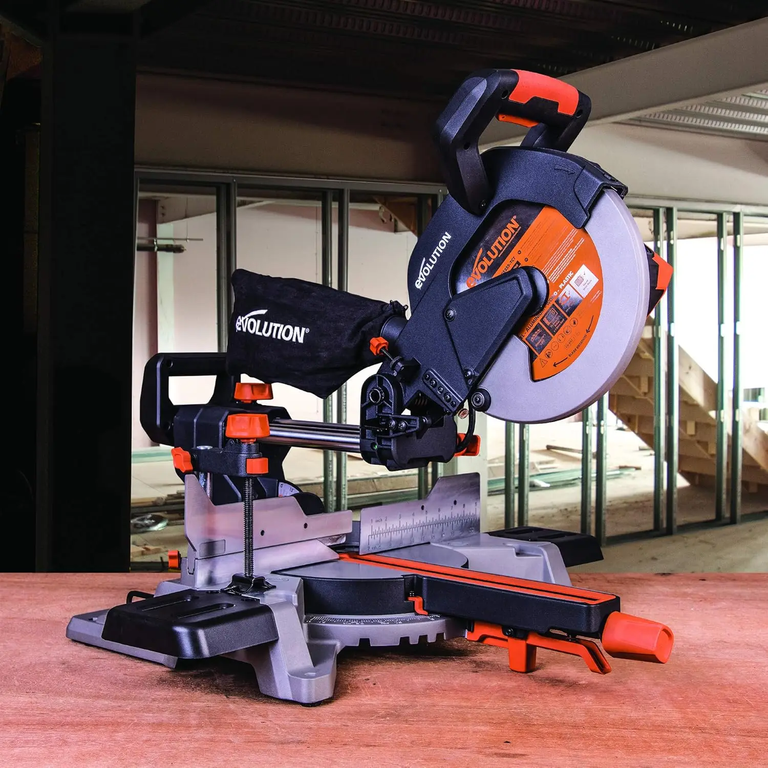 10-Inch Sliding Miter Saw Multi-Material, Multi-Purpose Cutting Cuts Metal, Plastic,Wood&More 0˚- 45˚ Bevel Tilt & 50˚- 50˚Miter