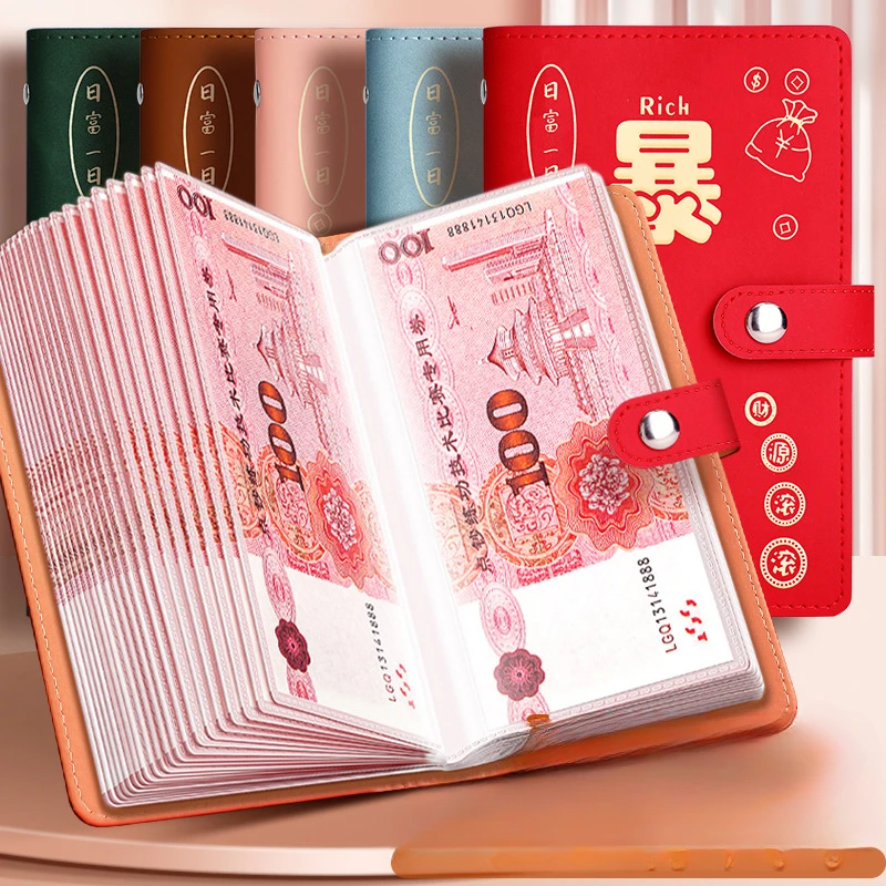 100 Envelope Money PU Savings Challenge Fun and Reusable Money Saving Saving Challenge Large Capacity Waterproof Mini Binder