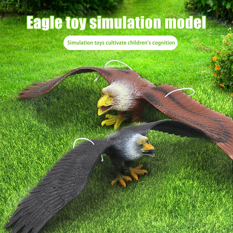 ZZ 1 Piece Outdoor Eagle Figurine Hanging Bird Deterrent Plastic Eagle Ornament Vivid Flying Bird Hawk Decoy Garden Scarecrow