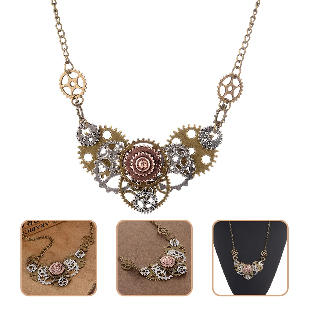 

Steampunk Gear Vintage Necklace Retro Style Pendant for Halloween Party Cosplay Gothic Punk Necklace Men Women