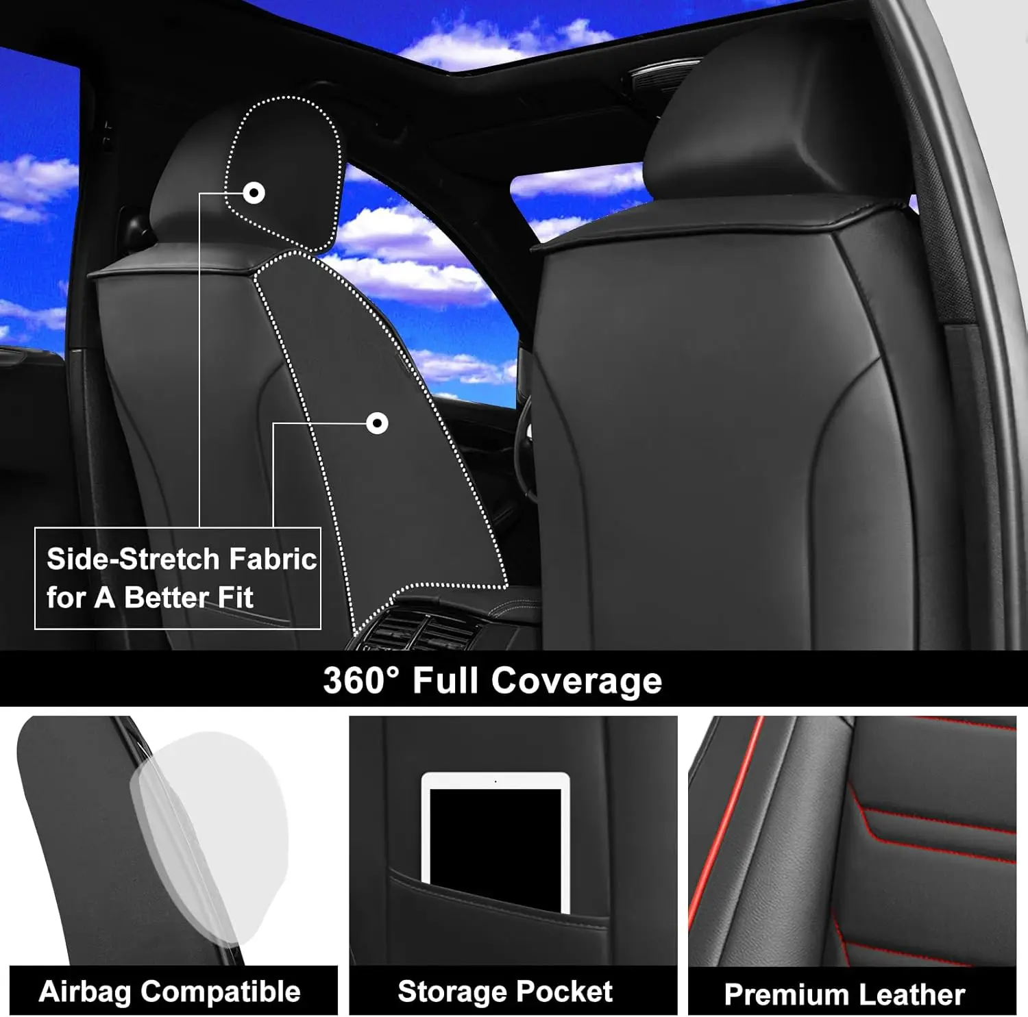 أغطية مقاعد السيارة Fit HR-V لسيارة Select Honda HRV 2016-2024 2025 LX/EX/EXL/Sport - تغطية كاملة من الجلد، مقاومة للماء وجميع الأحوال الجوية S