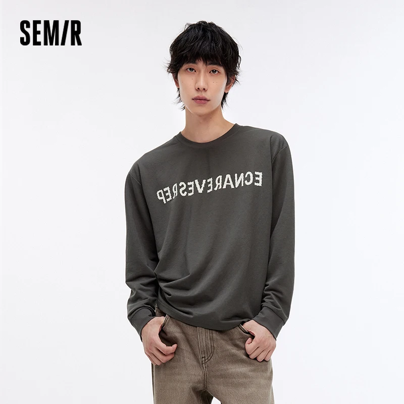 

Semir Long Sleeve T-Shirt Men 2025 Autumn New Loose Letter Print Casual Trendy Fashion Top