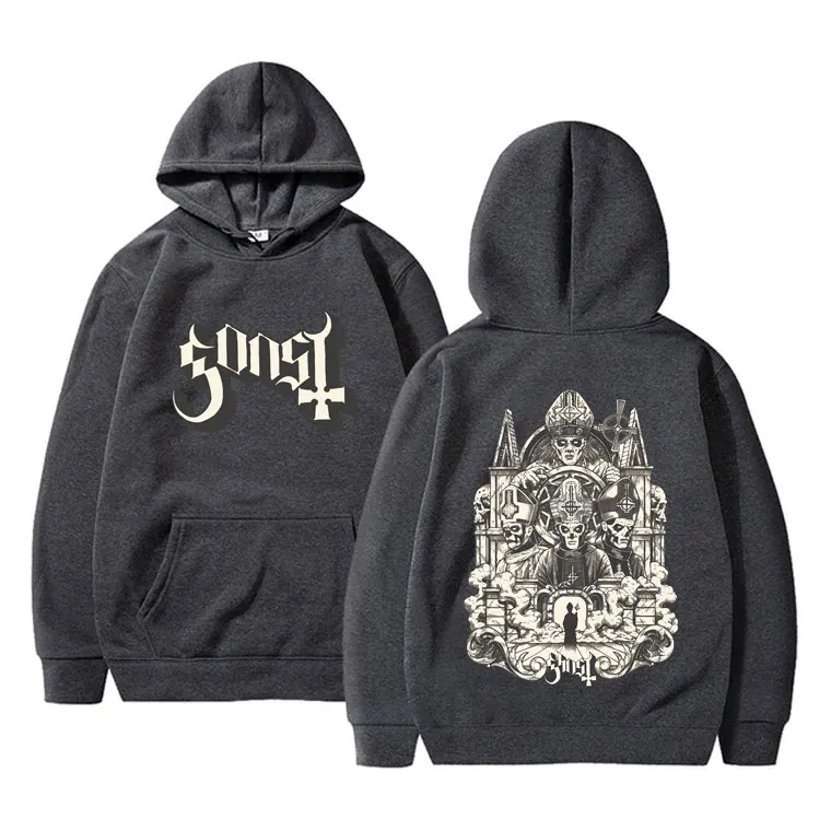 Rock Ghost Band Graphic Print Hoodie Men Vintage Gothic Rock Metal Sweatshirt Man Casual Oversized Hoodies Male 90s Streetwear