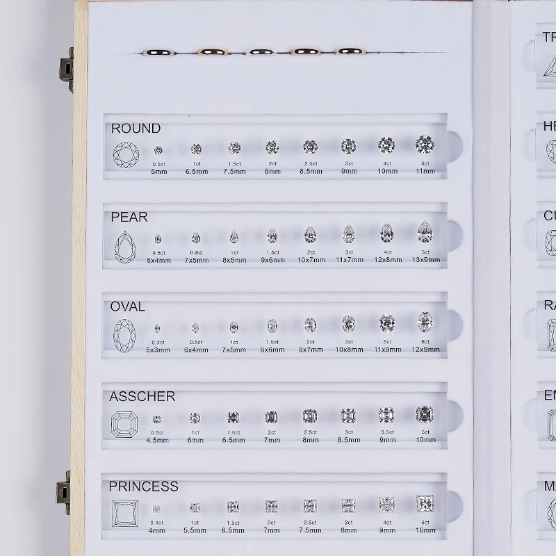 Comparison Chart Acrylic Plate Cubic Zirconia 11 Shapes Customize Ring Mainstone Size Tools Reference for Jewelry Making DIY