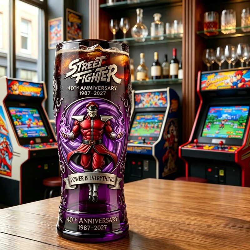 Street Fighter 40th Anniversary 1987-2027 Glass Cup M. Bison 