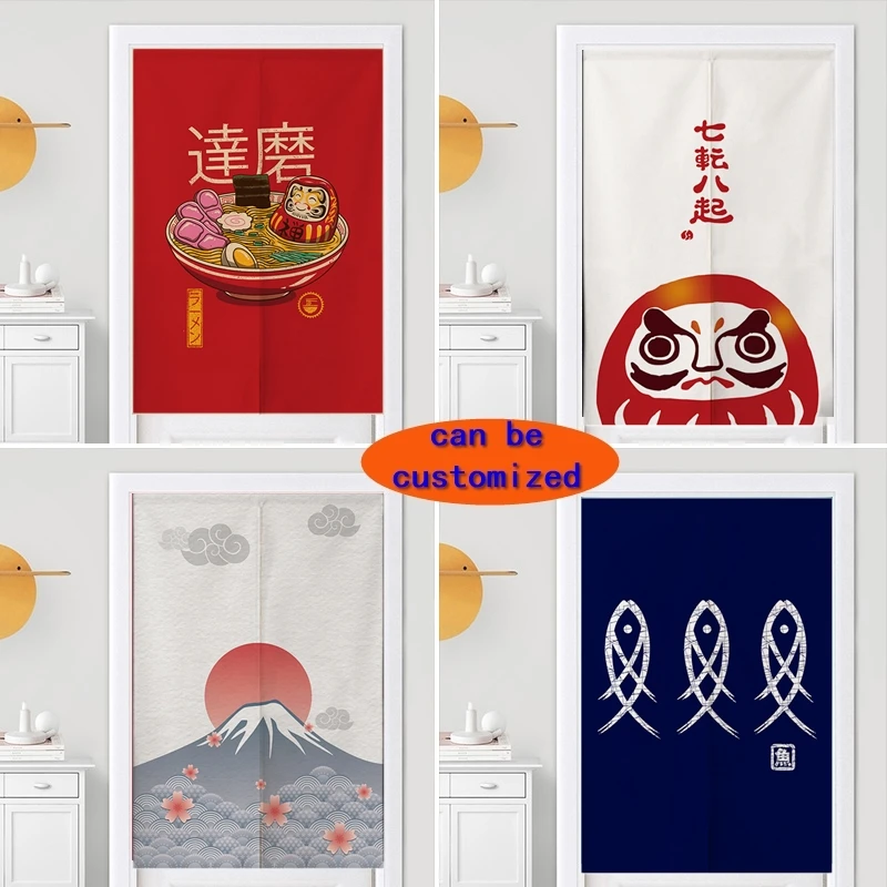 

Japanese Ramen Noren Curtain Customized Food Shop Kitchen Cloth Doorway Curtains Oil Smoke Proof Partition Curtain No Punching