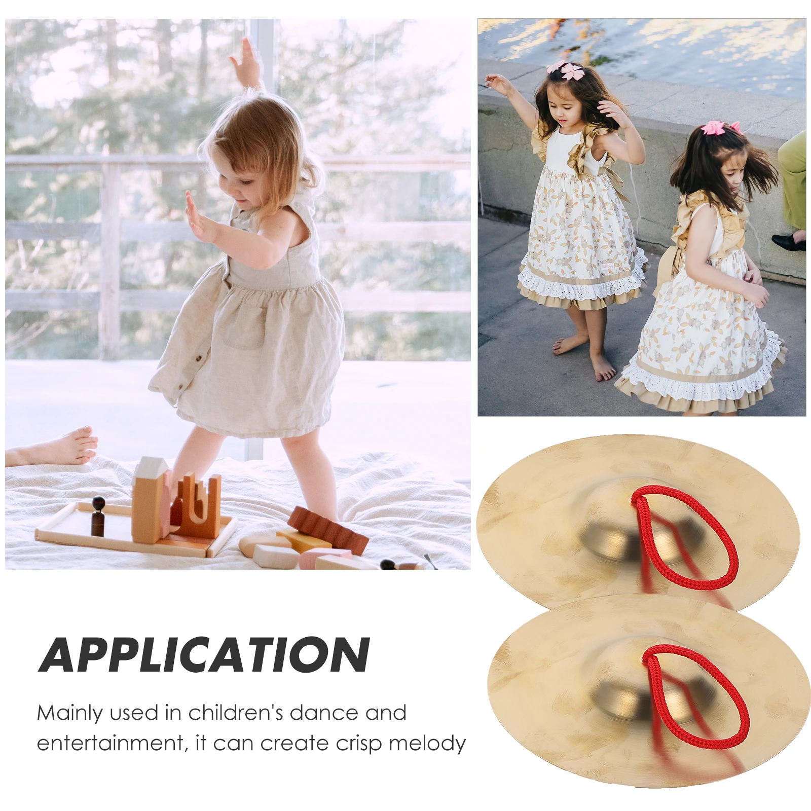 

1 Pair Hand Cymbals Metal Percussion Instrument For Kids Children Music Education Dance Party Performance Stage Props