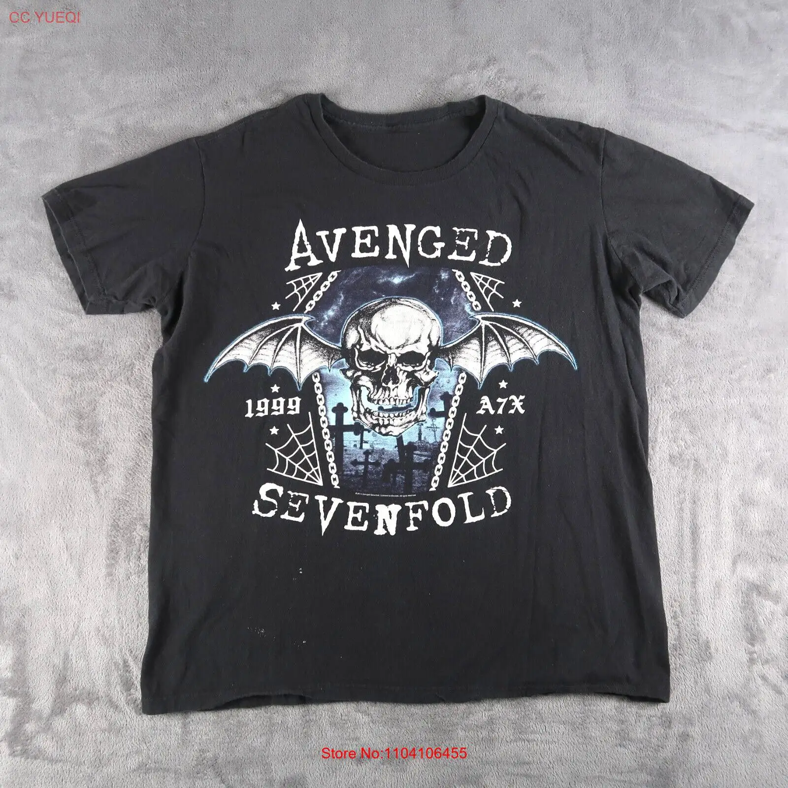 Avenged Sevenfold T-Shirt Men XL Black Heavy Metal Rock Music Short Sleeve 2015