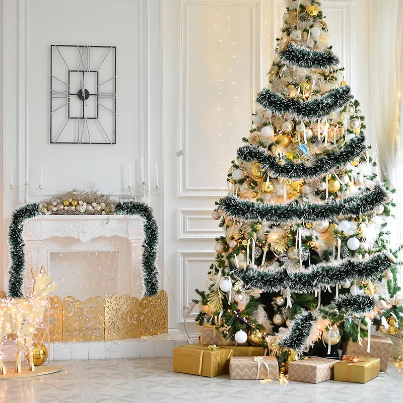 1/2 قطعة سلك معدني أخضر إكليل عيد الميلاد-ديكور شجرة عيد الميلاد ، زخرفة معلقة للسقف والعام الجديد/ديكور المنزل نافيداد