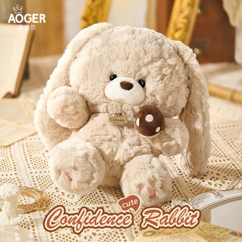 

Горячая подлинная Aoger бежевый кролик, плюшевая кукла, мягкая игрушка с украшением в виде гриба, подарок на день рождения для девочек и детей