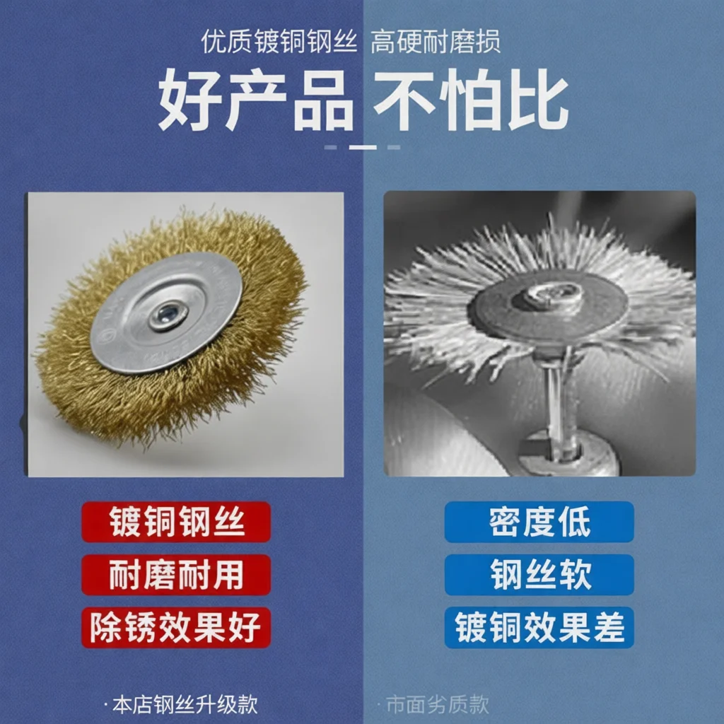 6mm Shank Steel Wire Brush Rotary Accessory For Metal Deburring Cleaning Polishing Grinding Drill Bit Pen Bowl T Type Gear