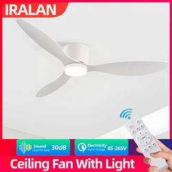 IRALAN Ceiling Fan With Light, 6-speed choice, Reversible DC motor, 3CCT, Dimmable, Whisper, Easy Install, black/White/Wood