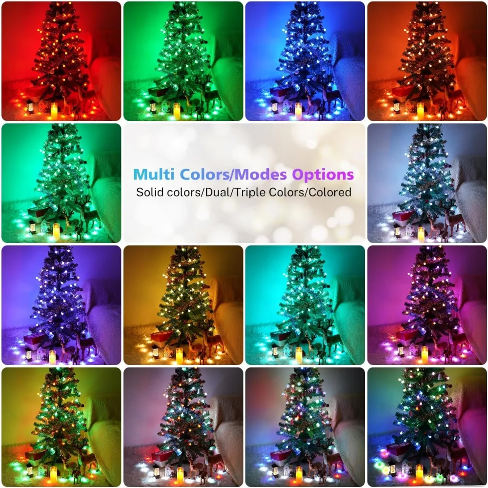 سلسلة أضواء كروية متغيرة الألوان بطول 66 قدمًا مع 120 مصباح LED وجهاز تحكم عن بعد و128 وضع إضاءة لزينة عيد الميلاد #5