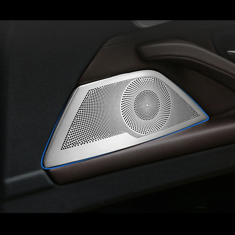 Accesorios para BMW serie 5 F10 F18, puerta interior de coche de acero inoxidable, Audio estéreo, altavoz, lentejuelas, cubierta decorativa, tiras