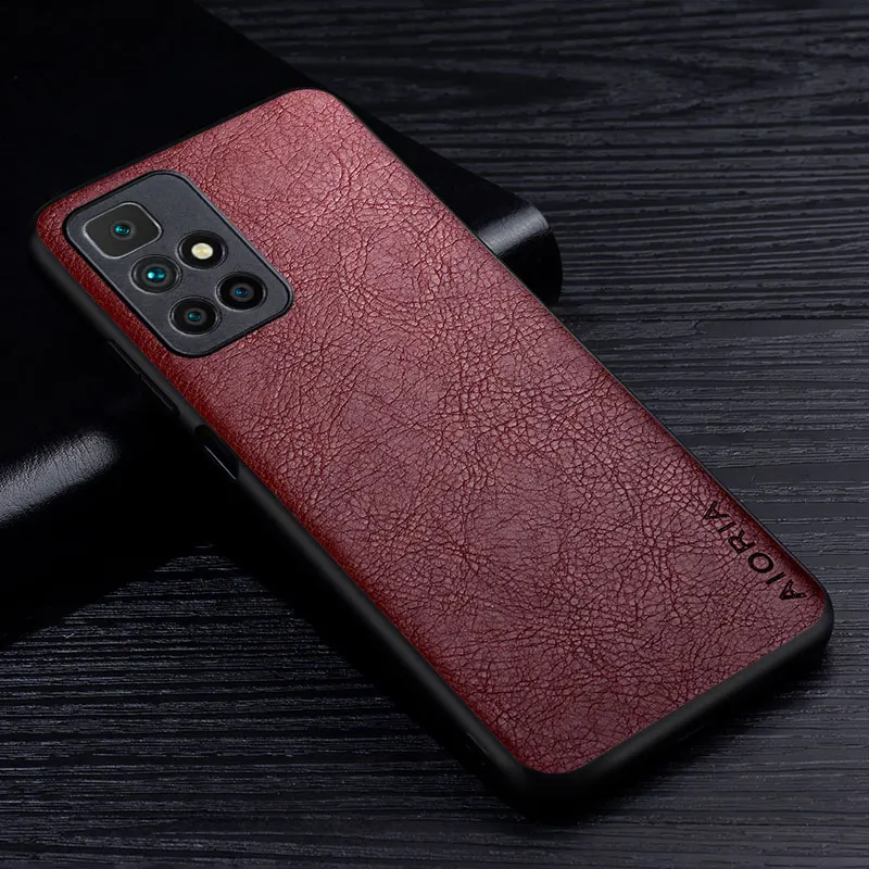Funda de cuero PU premium para Xiaomi Redmi 10 2022 10A 10C 10X Pro 9 9A 9C 9T 8A 7A 6 retro lichi protectora trasera 3