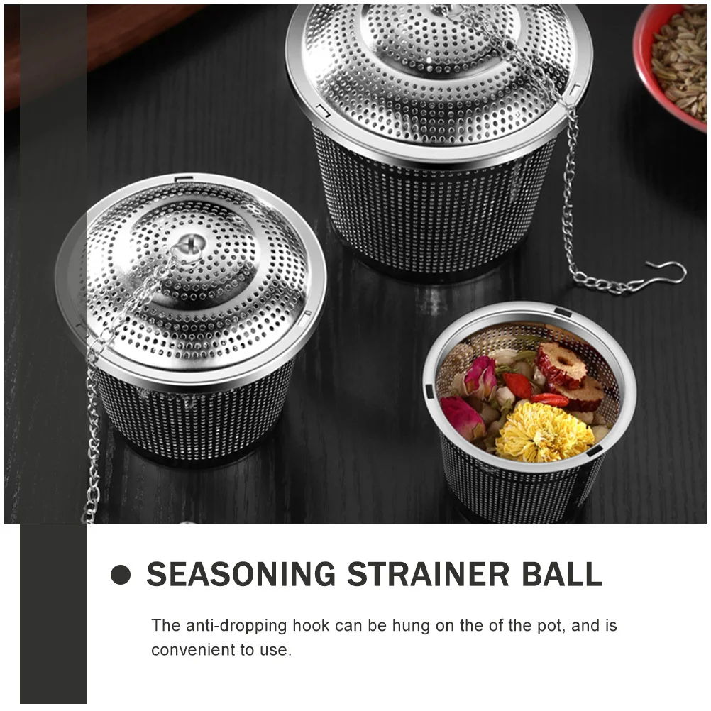 

Mesh Strainer Ball Stainless Steel Reusable Seasoning Filter with Hanging Chain for Tea Spice Infusion Cooking Kitchen Gadget