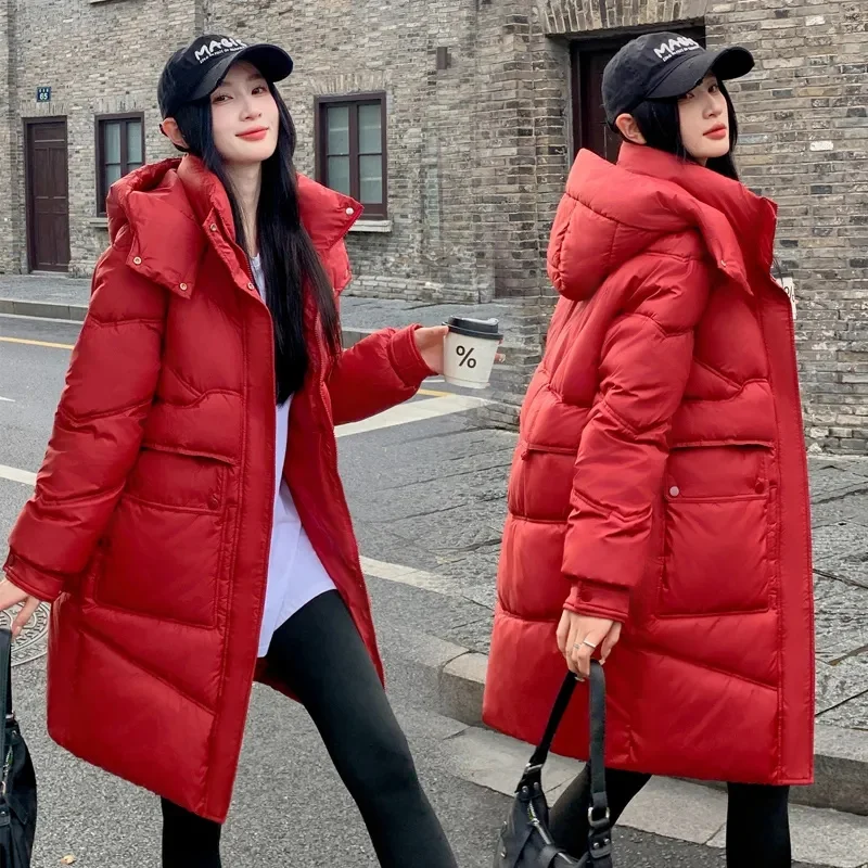 2023 New Women Jacket Winter Parkas Thick Hooded Cotton Padded Jackets Coats Female Loose Long Puffer Parkas Oversize Outwear