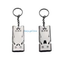 C7AB Outdoor EDC-Survival High-Decibel Triple Pipe Stainless Steel Keychain Cheerleading Emergency Multi-Tool