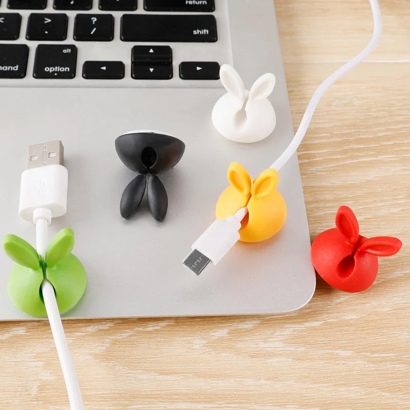10pcs Rabbit Ear Wire Fixer Wire Organizer Desktop Neat Organizer Keyboard Mouse Wire USB Charger Wire Stand Organizer Stand