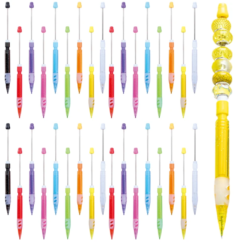 

50Pcs Wholesale DIY Student Beaded Pencils No Sharpening Pencils 0.5 Non-Pouring Automatic Cute School Office Gifts